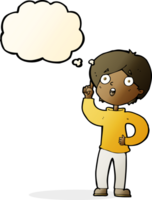 cartoon boy with idea with thought bubble png