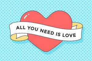 Old ribbon with message All you need is Love vector