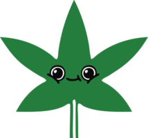 flat color retro cartoon of a marijuana leaf png