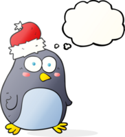 hand drawn thought bubble cartoon penguin png