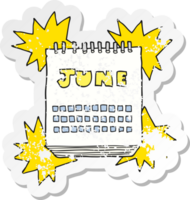 retro verontrust sticker van een tekenfilm kalender tonen maand van png