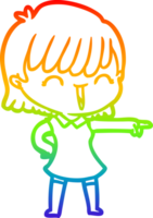 rainbow gradient line drawing of a cartoon woman png