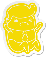 cartoon sticker of a kawaii business man png