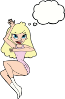 cartoon woman in lingerie with thought bubble png