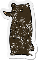 adesivo retrô angustiado de um urso preto de desenho animado engraçado png