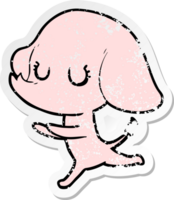 verontruste sticker van een schattige cartoonolifant png