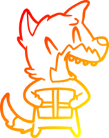 chaud pente ligne dessin de une en riant Noël Renard dessin animé png