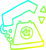 cold gradient line drawing of a cartoon retro telephone png