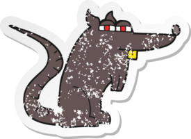 retro distressed sticker of a cartoon evil rat png