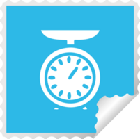 square peeling sticker cartoon of a weighing scale png