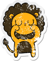 distressed sticker of a cartoon lion png