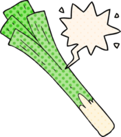 cartoon leeks with speech bubble in comic book style png