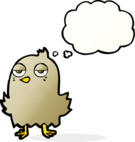 cartoon bored bird with thought bubble png