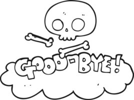 hand drawn black and white cartoon good-bye symbol png