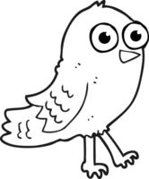 hand drawn black and white cartoon bird png