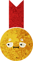 retro illustration stil tecknad serie av en guld medalj png