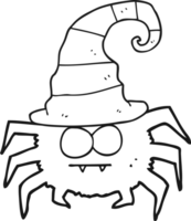 hand drawn black and white cartoon halloween spider png