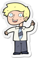 sticker of a cartoon school boy with idea png