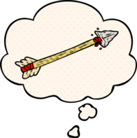 cartoon arrow with thought bubble in comic book style png