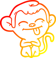 warm gradient line drawing of a funny cartoon monkey png