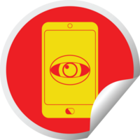 cell phone watching you circular peeling sticker png