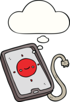 cartoon mobile phone device with thought bubble png