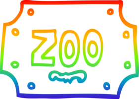 rainbow gradient line drawing of a cartoon zoo sign png