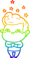 rainbow gradient line drawing of a cartoon excited man png