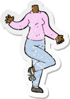 retro distressed sticker of a cartoon body png