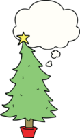 cartoon christmas tree with thought bubble png