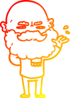 warm gradient line drawing of a cartoon dismissive man with beard frowning png