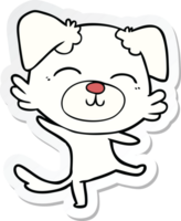 sticker of a cartoon dog doing a happy dance png