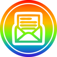 envelope letter circular icon with rainbow gradient finish png