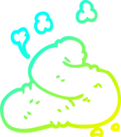 cold gradient line drawing of a cartoon poop png