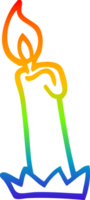 rainbow gradient line drawing of a cartoon birthday candle png
