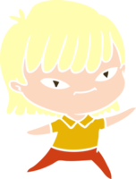 cartoon vrouw in effen kleurstijl png