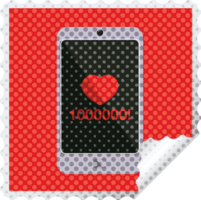 mobile phone showing 1000000 likes graphic square sticker stamp png