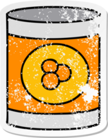 hand drawn distressed sticker cartoon doodle of a can of peaches png