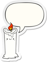 Karikatur Kerze mit Rede Blase Aufkleber png