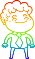 rainbow gradient line drawing of a cartoon friendly man png