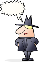 cartoon man in coat and hat with speech bubble png