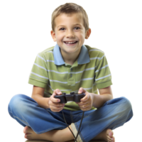 A young boy is sitting on the floor and playing a game png