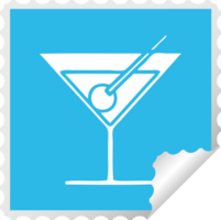 square peeling sticker cartoon of a fancy cocktail png