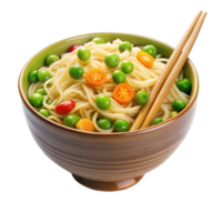 A bowl of noodles with peas and carrots png