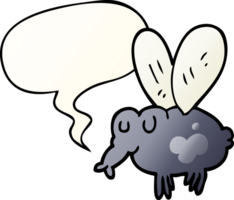 cartoon fly with speech bubble in smooth gradient style png