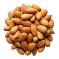 A bowl of almonds is shown in a close up png