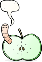 pomme de dessin animé avec ver avec bulle de dialogue png