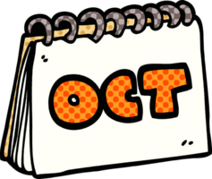 calendrier de doodle de dessin animé montrant le mois d'octobre png