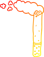 warm gradient line drawing of a cartoon cigarette png