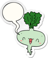 cartoon turnip with speech bubble sticker png